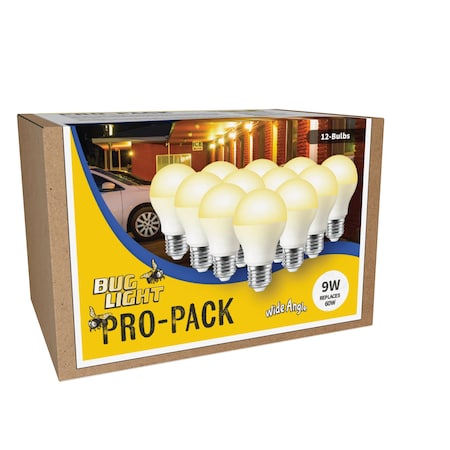 Miracle Led LED Wide Angle Bug Light Pro-Pack 9W Replaces 60W Lightbulbs, Deters Insects, 12PK 801980